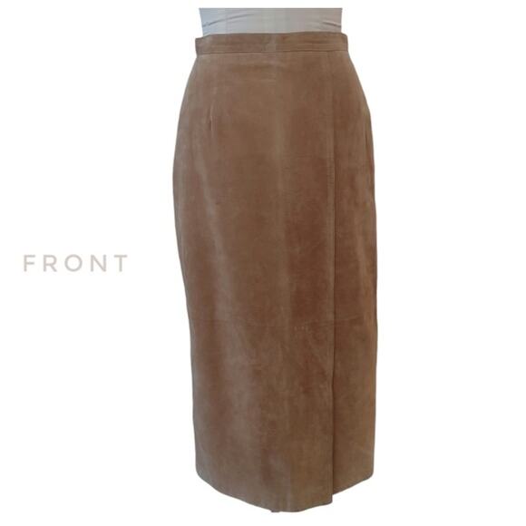 MARGARET GODFREY Vintage Suede Maxi Skirt Size 8 Tan High Waisted Fall Winter - Picture 4 of 12